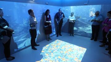 Visitors experiencing St George School's Immersion Room, an interactive sound and light experience. Picture: Chris Lane