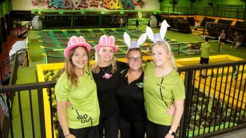 Simone Yammine (left), Lisa Hillenaar, Kim Saleh and Paige Johnston at Flip Out Caringbah, which is to undergo a major upgrade. Picture by Chris Lane